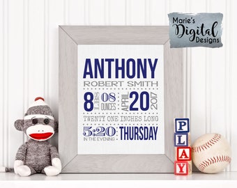 PRINTABLE Birth Stats Wall Art / Nursery / Birth | Etsy