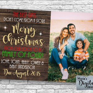 Druckbare Weihnachten Schwangerschaft Ankündigung Fotokarte / bestes Geschenk kommen nicht aus dem Laden bald Familie von vier Baby digitale JPEG-Datei