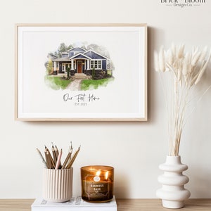 Aangepaste Inwijdingsfeest cadeau | Aquarel huis schilderij | Nieuw thuisportret | Huwelijksgeschenk voor Kerstmis van foto | Digitale illustratie