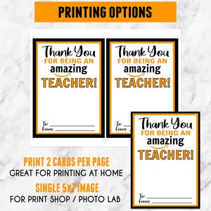 INSTANT DOWNLOAD Thank You For Being An Amazing Teacher Amazon Gift Card Holder Printable Appreciation Gift End of Year JPEG file image 2