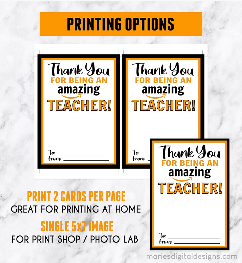 INSTANT DOWNLOAD Thank You For Being An Amazing Teacher Amazon Gift Card Holder Printable Appreciation Gift End of Year JPEG file image 2