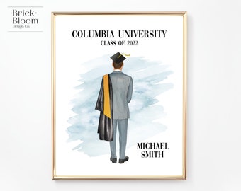 Custom Graduation Portrait | PRINTABLE Personalized Grad Gift | | University High School College Present For Him Male | Digital Illustration