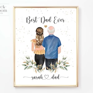 Custom Father Daughter Portrait | PRINTABLE Personalized Father's Day Gift | Birthday Christmas Present | Family Illustration | Digital JPEG