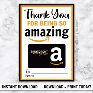 INSTANT DOWNLOAD Thank You For Being So Amazing Amazon Gift Card Holder Printable Appreciation Gift Teacher Birthday Digital JPEG file image 1
