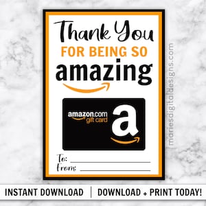 INSTANT DOWNLOAD Thank You For Being So Amazing Amazon Gift Card Holder Printable Appreciation Gift Teacher Birthday Digital JPEG file image 1