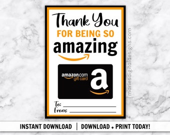 INSTANT DOWNLOAD | Thank You For Being So Amazing Amazon Gift Card Holder | Printable Appreciation Gift | Teacher Birthday Digital JPEG file