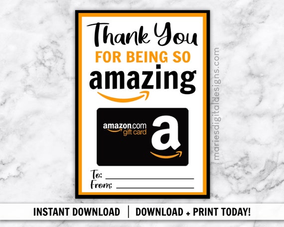 INSTANT DOWNLOAD Thank You for Being so Amazing Amazon Gift Card Holder  Printable Appreciation Gift Teacher Birthday Digital JPEG File - Etsy