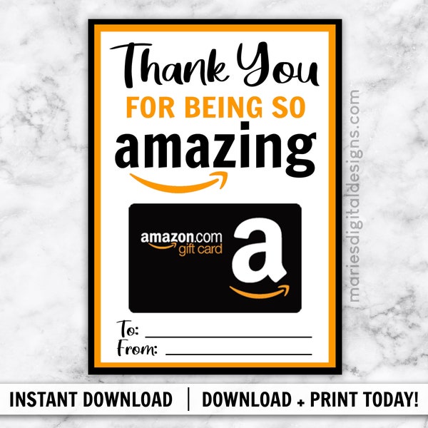 INSTANT DOWNLOAD | Thank You For Being So Amazing Amazon Gift Card Holder | Printable Appreciation Gift | Teacher Birthday Digital JPEG file