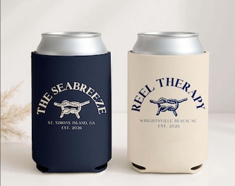 Personalized Boat Can Cooler, Nautical Rope Knot Beer Cozy, Custom Lake House Gift, Dad Gift, Father’s Day Gift, Boat Owner Gift | CCN