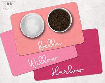 Personalized Pet Food Placemat | Custom Name Dog & Cat Feeding Mat | Non-Slip Food Mat with Pet's Name | Custom Dog Lover Christmas Gift