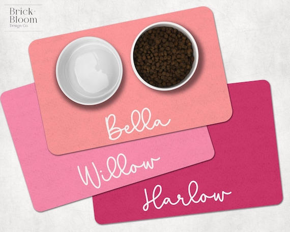 Personalized Pet Food Placemat | Custom Name Dog & Cat Feeding Mat | Non-Slip Food Mat with Pet's Name | Custom Dog Lover Christmas Gift