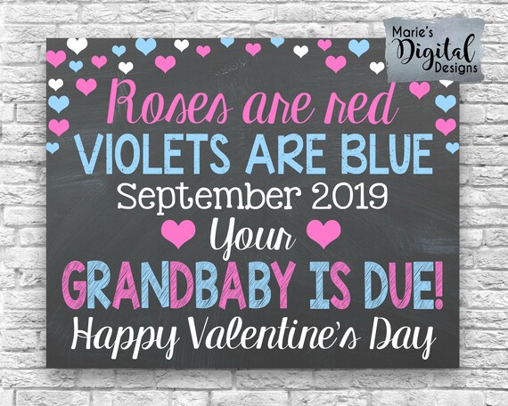 Printable Roses Are Red Violets Are Blue Your Grandbaby Is Due Etsy