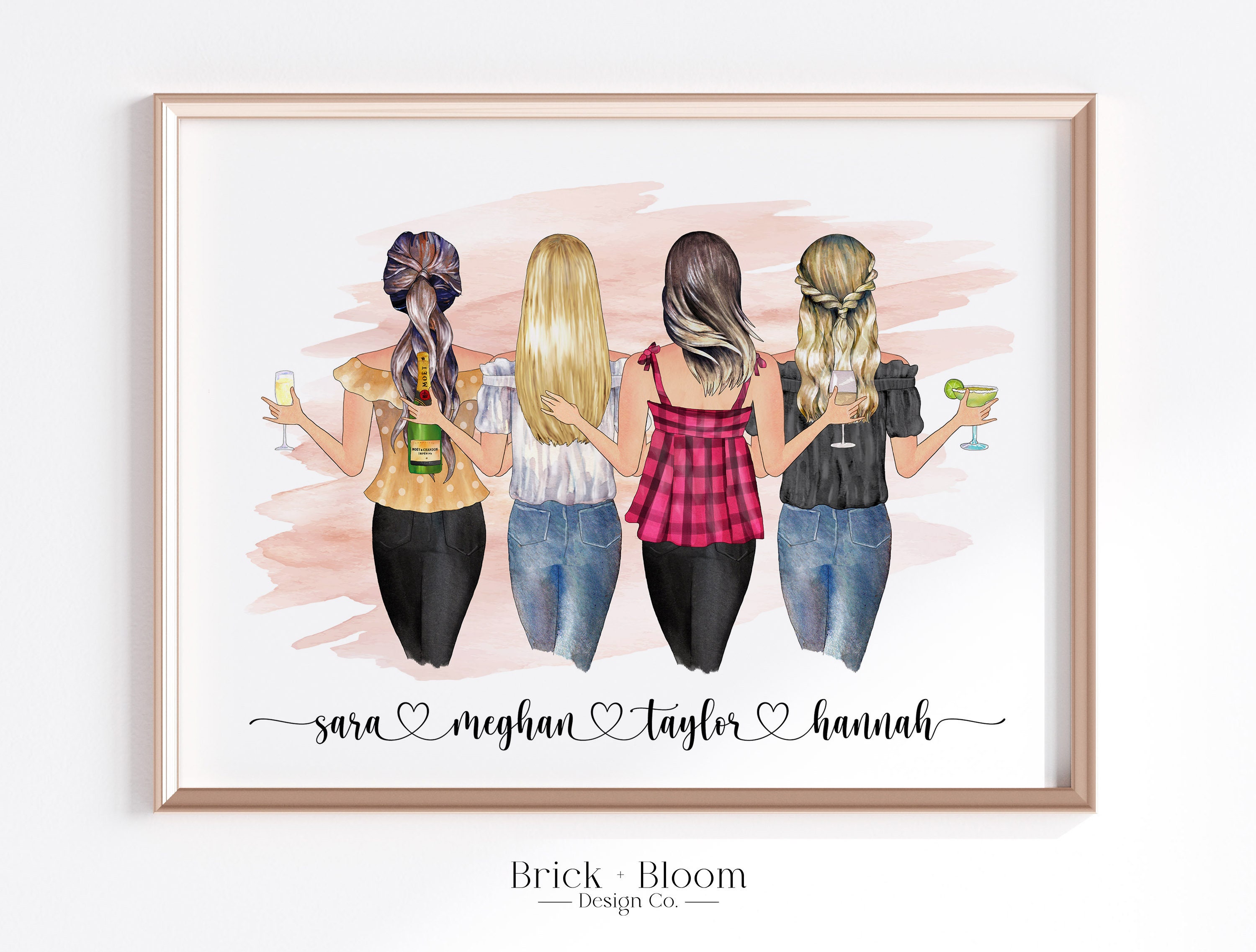Four Friends Cartoon - Etsy Four Friends Cartoon - Etsy