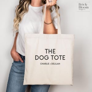 Custom Dog Mom Tote Personalized Canvas Shopping Bag with Pet Name Pet Owner Gift Custom Stylish & Minimalist Dog Lover Tote Gift for Her