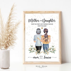 Custom Mother Daughter Portrait | PRINTABLE Personalized Mother's Day Gift | Birthday Christmas Present | Family Illustration| Digital JPEG