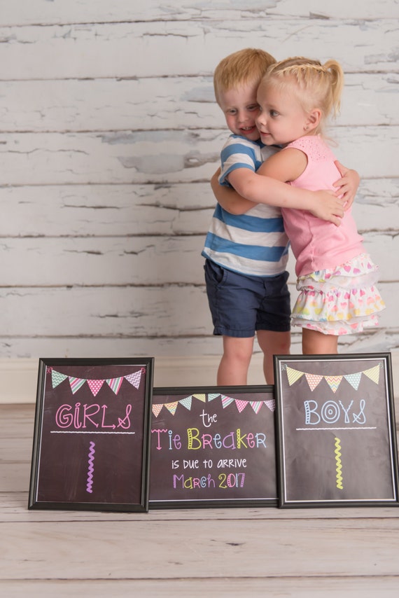 Tie Breaker Pregnancy Announcement Printable Chalkboard 