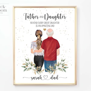 Aangepaste Vader Dochter Portret | PRINTABLE Gepersonaliseerde Vaderdag Cadeau | Verjaardag kerstcadeau | Familie Illustratie | Digitale JPEG