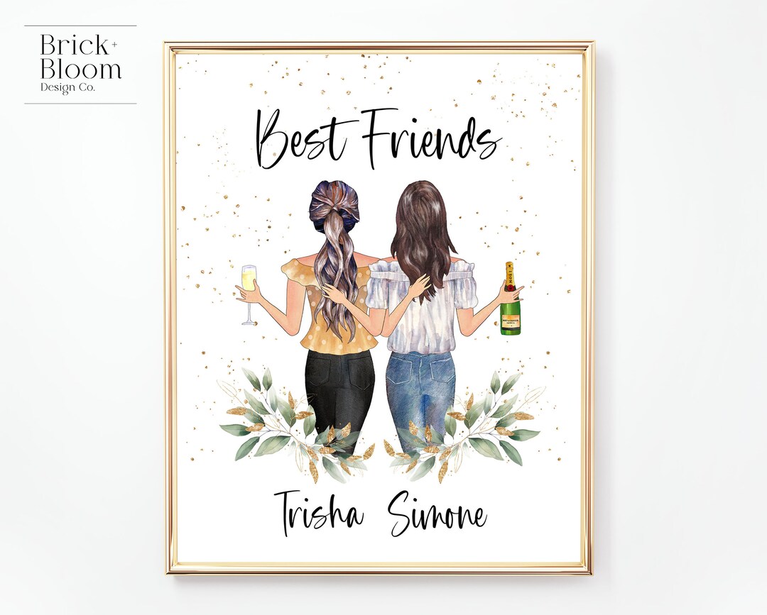 Custom Best Friend Portrait PRINTABLE Personalized BFF Etsy