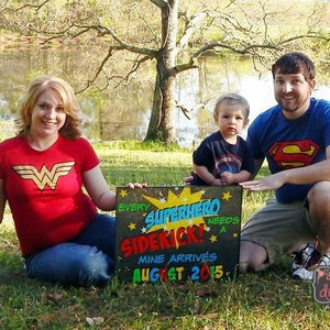 Every Superhero Needs a Sidekick - Chalkboard Pregnancy Announcement - Printable Photo Prop