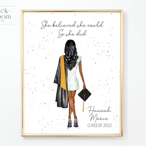 Aangepaste Graduation Portrait | PRINTABLE Gepersonaliseerde Grad Gift | | University High School College aanwezig voor haar | Digitale illustratie