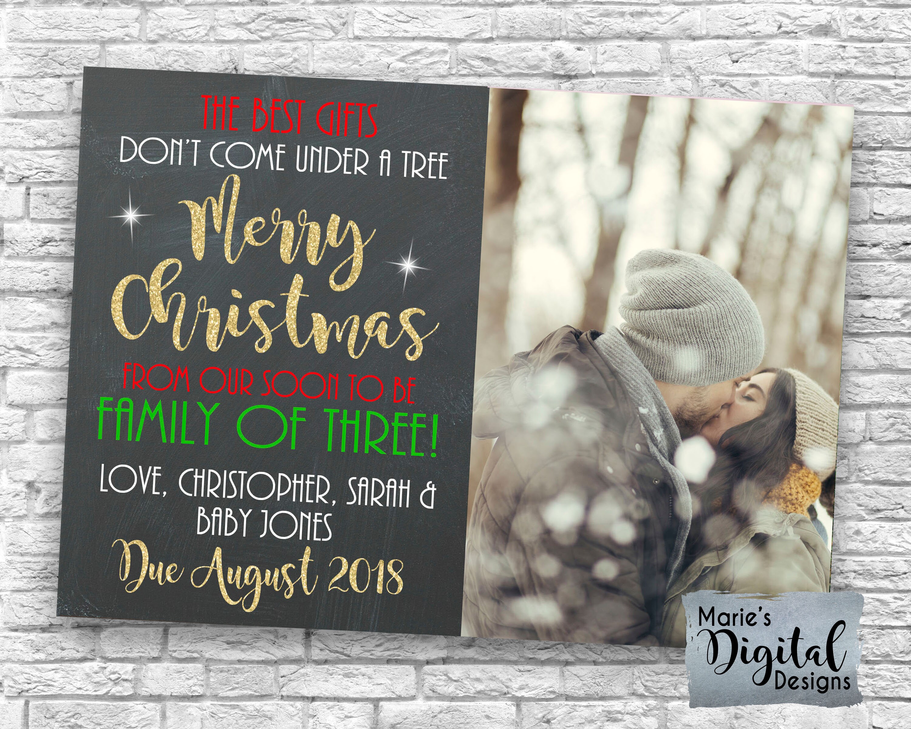 PRINTABLE Christmas Pregnancy Announcement Photo Card Best Etsy Canada