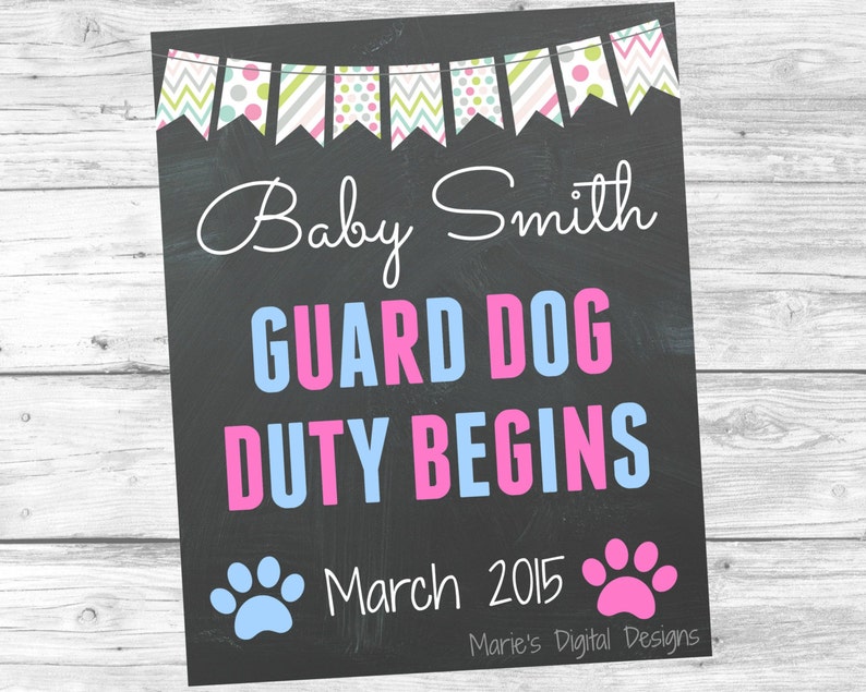 Printable Pregnancy Announcement Guard Dog Duty Begins / Etsy
