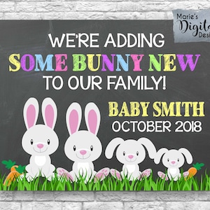PrintABLE Wir fügen einige Bunny neu zu unserer Familie! Tafel Ostern Schwangerschaft Ankündigung / Baby / Foto Prop Karte Zeichen Poster JPEG-Datei