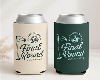 Personalized Golf Bachelor Party Can Cooler, Groomsmen Gift, Beer Cozie Wedding Favor, Final Round with the Boys Drink Holder | CCG02