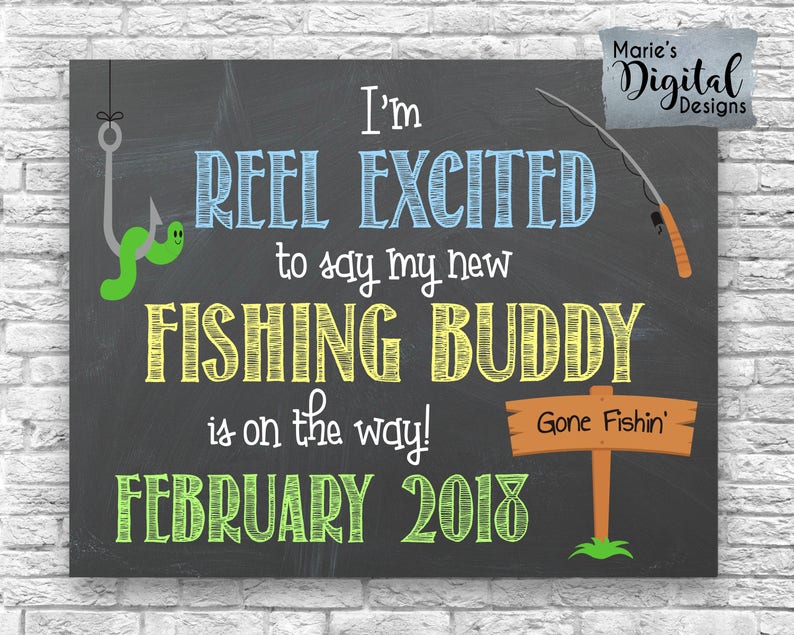 PRINTABLE I'm Reel Excited To Say New Fishing Buddy / | Etsy