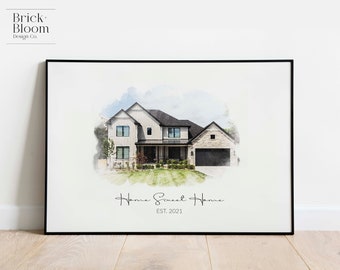 Custom Housewarming Gift | Watercolor House Painting | New Home Portrait | Wedding Christmas Moving Gift From Photo | Digital Illustration