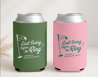 Portabevande personalizzato per addio al celibato a tema golf, regalo per testimoni dello sposo, bomboniera per matrimonio, portabevande "Ultimo colpo prima dell'anello".