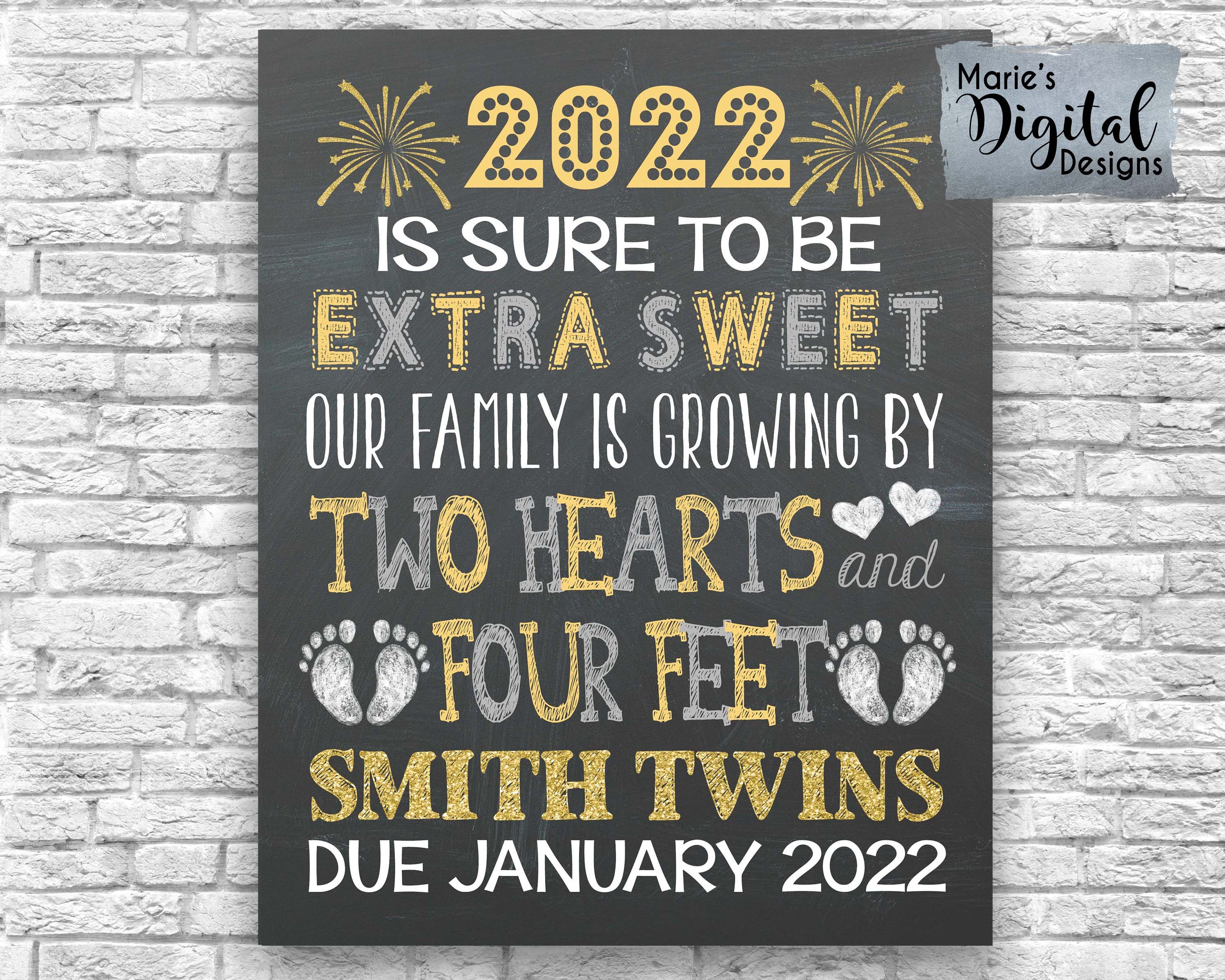 Twins Schedule 2022 Printable Printable Twins 2022 Extra Sweet Family Is Growing By Two | Etsy Canada