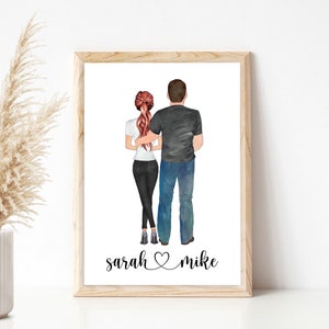 Custom Couples Portrait | PRINTABLE Personalized Valentine's Day Gift | Anniversary Wedding | Heart Names Gift For Him Her | Digital JPEG