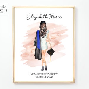 Custom Graduation Portrait | PRINTABLE Personalized Grad Gift | | University High School College Present For Her | Digital Illustration