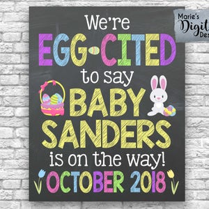 Druckbare wir sind Ei-zitiert, um Baby auf dem Weg zu sagen - Tafel Ostern Schwangerschaft Baby Ankündigung / Karte Foto Prop Poster Zeichen / JPEG-Datei