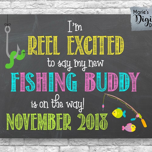 Fishing Buddy Pregnancy Announcement Chalkboard We're - Etsy