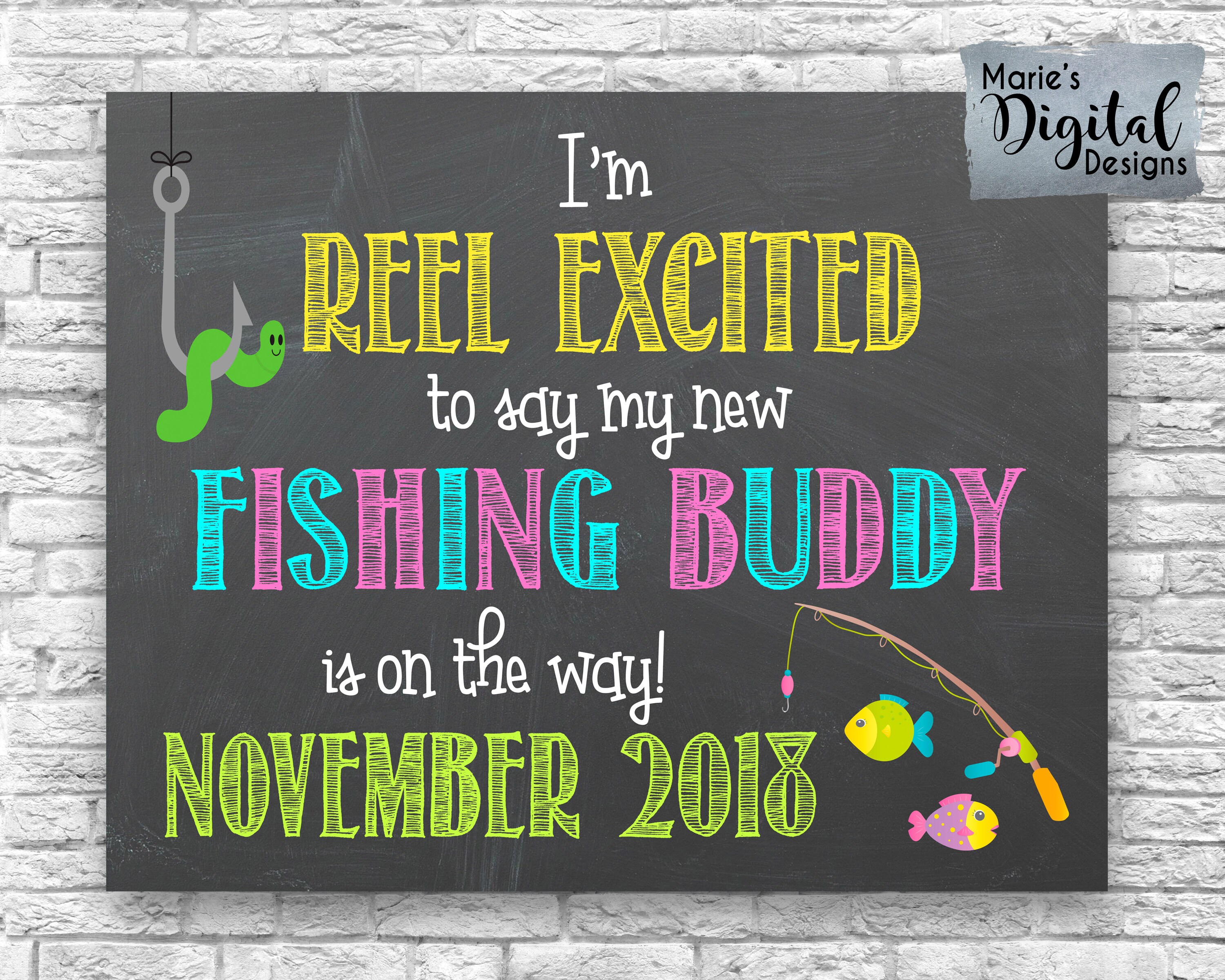 PRINTABLE Reel Excited to Say My New Fishing Buddy on the Way - Etsy UK