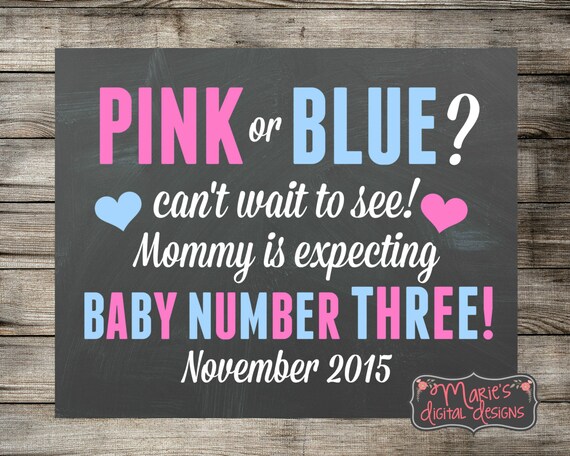 Pregnancy Chalkboard Pink or Blue Pregnancy Announcement Pregnancy Announcement