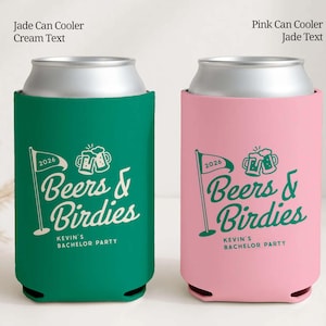 Personalized Golf Bachelor Party Can Cooler, Groomsmen Gift, Beer Cozie Wedding Favor, Beers & Birdies Drink Holder | CCG01 image 4
