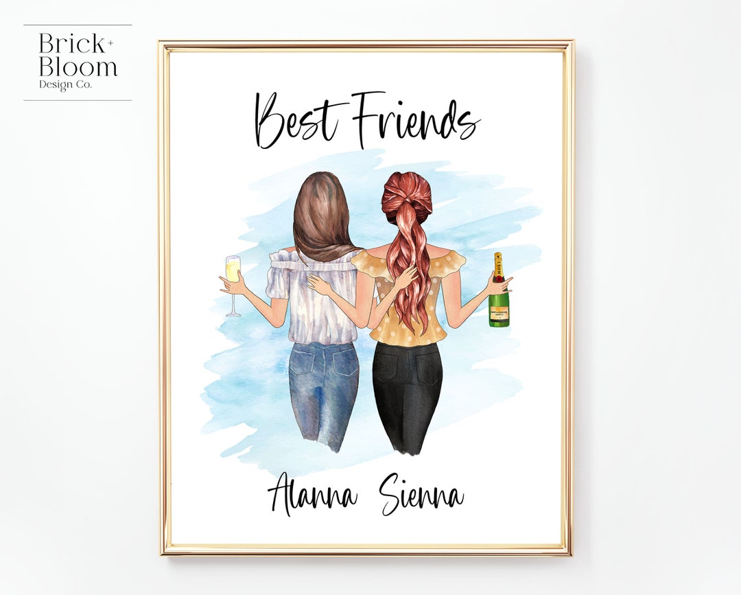 Custom Best Friend Portrait PRINTABLE Personalized BFF Birthday Gift Besties Christmas