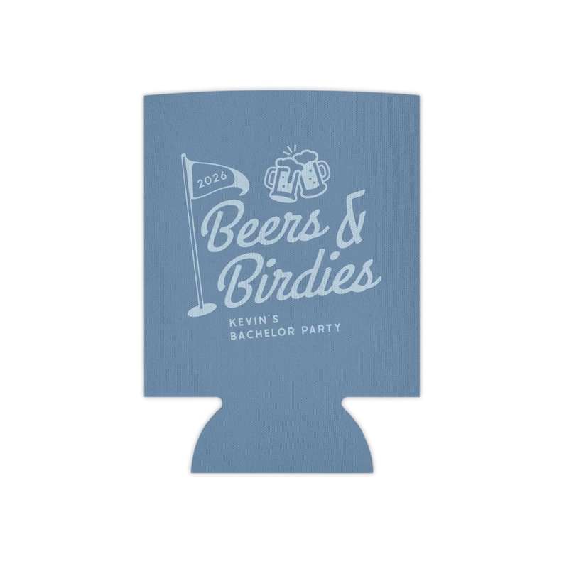 Personalized Golf Bachelor Party Can Cooler, Groomsmen Gift, Beer Cozie Wedding Favor, Beers & Birdies Drink Holder | CCG01 image 9