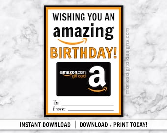 INSTANT DOWNLOAD | Wishing You An Amazing Birthday | Amazon Gift Card Holder | Printable Friend Gift Card | Teacher Digital | JPEG file