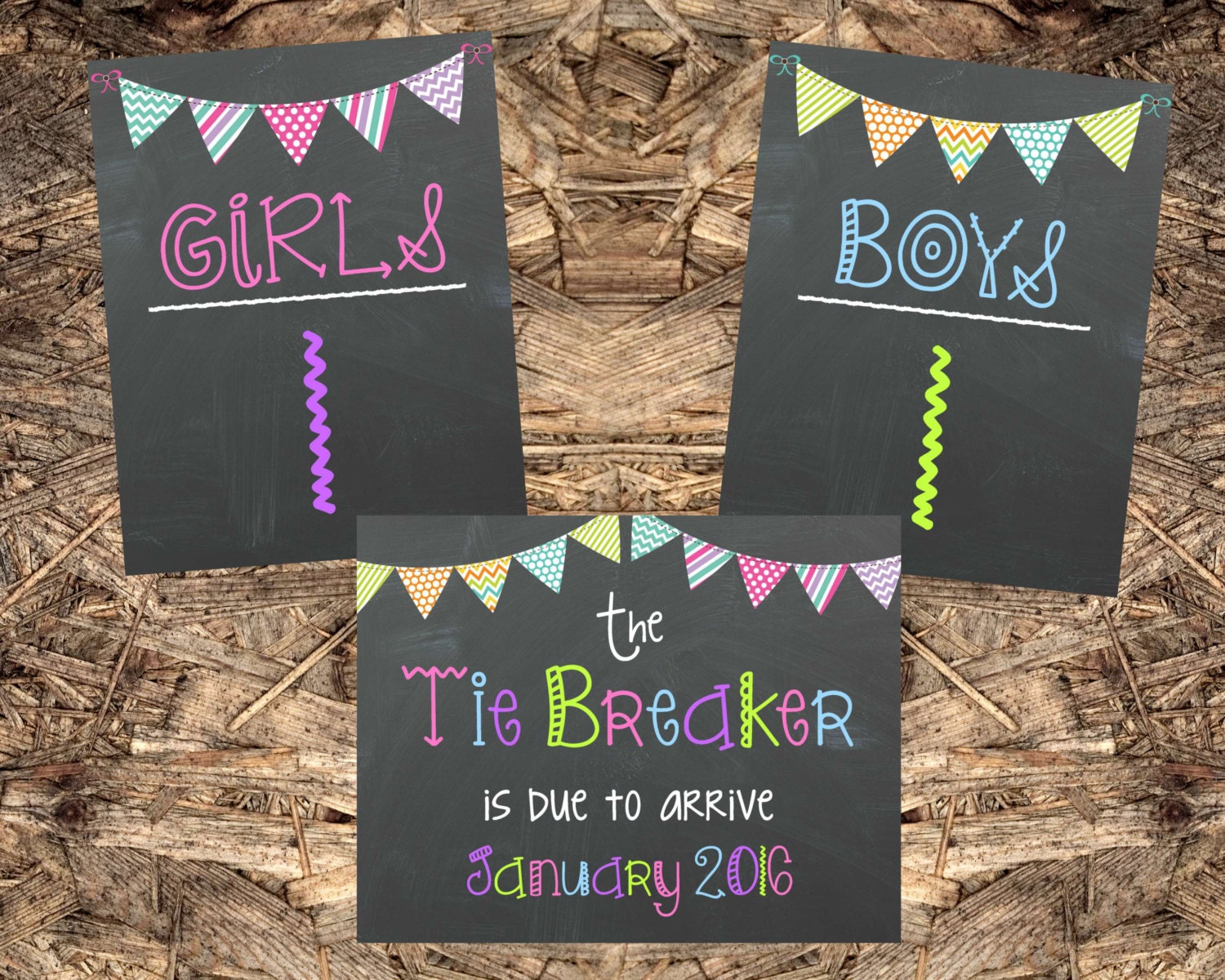 Tie Breaker Chalkboard Pregnancy Announcement - Set of 3 Printable Photo  Props / Baby Announcement / Chalkboard Signs / Tie Breaker Coming