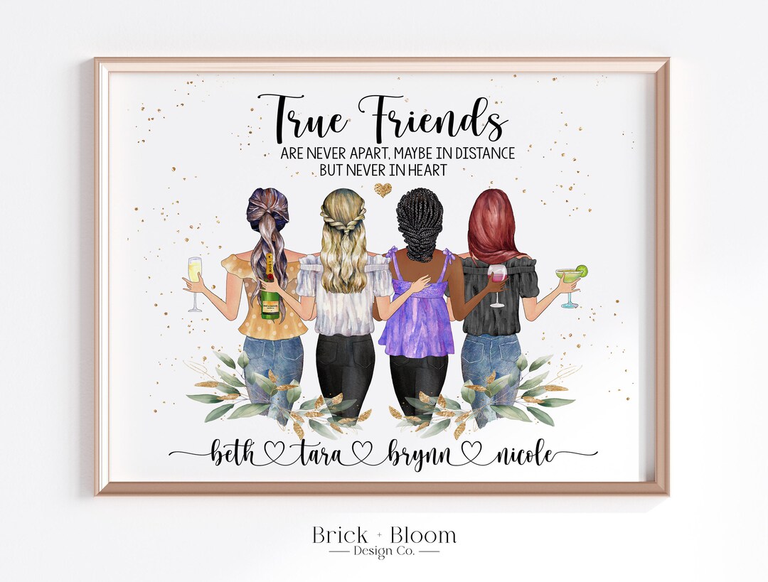 Custom Best Friend Portrait | PRINTABLE Personalized BFF Birthday Gift ...