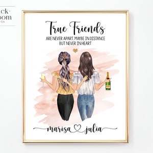Custom Best Friend Portrait | PRINTABLE Personalized BFF Birthday Gift | Besties Christmas Friendship Present | Digital Illustration