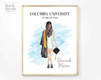 Custom Graduation Portrait | PRINTABLE Personalized Grad Gift | | University High School College Present For Her | Digital Illustration