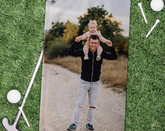 Custom Photo Golf Towel with Clip | Personalized Golf Gift | Unique Gift for Dad | Thoughtful Birthday Gift | Keepsake Sports Towel