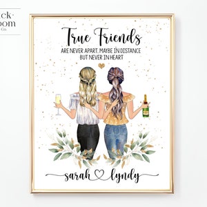 Custom Best Friend Portrait | PRINTABLE Personalized BFF Birthday Gift | Besties Christmas Friendship Present | Digital Illustration