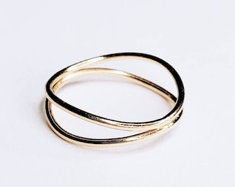 14K Gold Filled Double Band : Minimalist Gold Ring