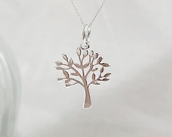 Sterling Silber Baum Halskette: Zierlicher Natur Anhänger, Boho Schmuck